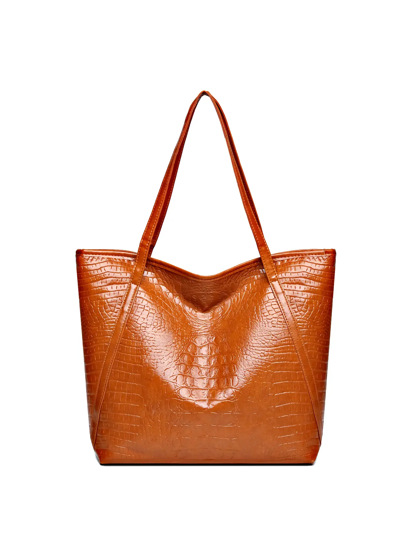 Maroon Croc Textured Tote Bag for Women