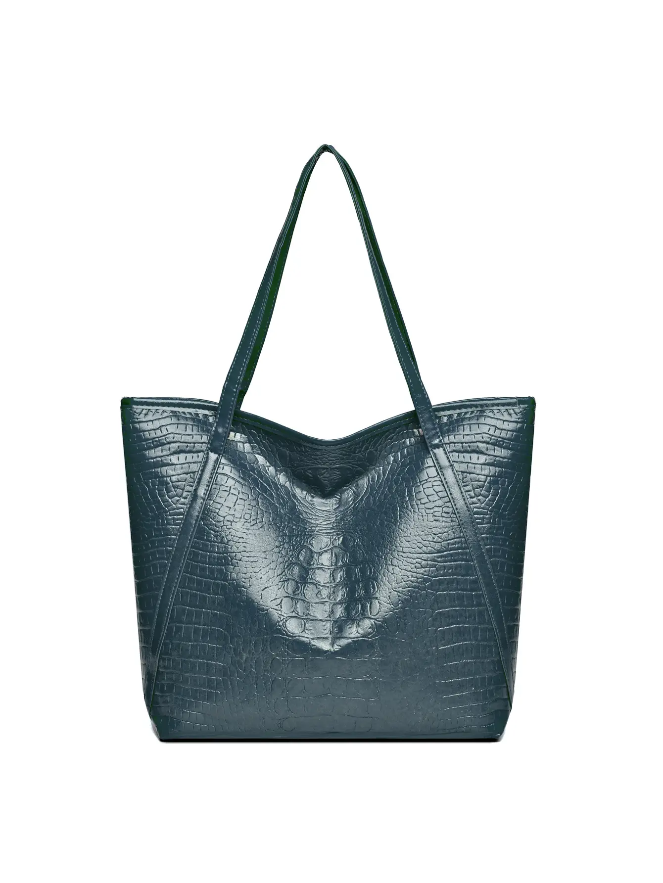 Maroon Croc Textured Tote Bag for Women