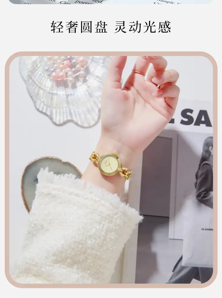 Goldie Women's Pink Chain Watch Small Elegant Design — feature 5