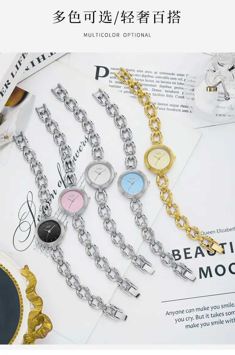 Goldie Women's Pink Chain Watch Small Elegant Design — feature 7