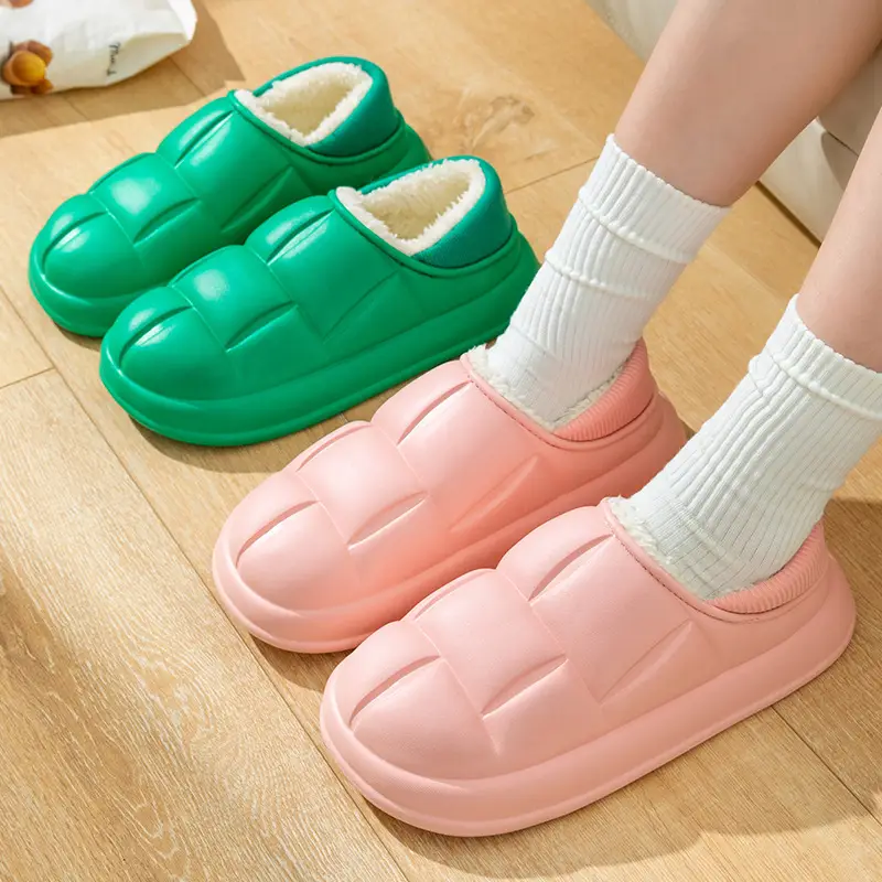 Green Cotton Winter Slippers for Men