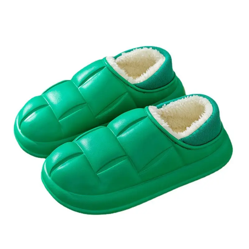 Green Cotton Winter Slippers for Men