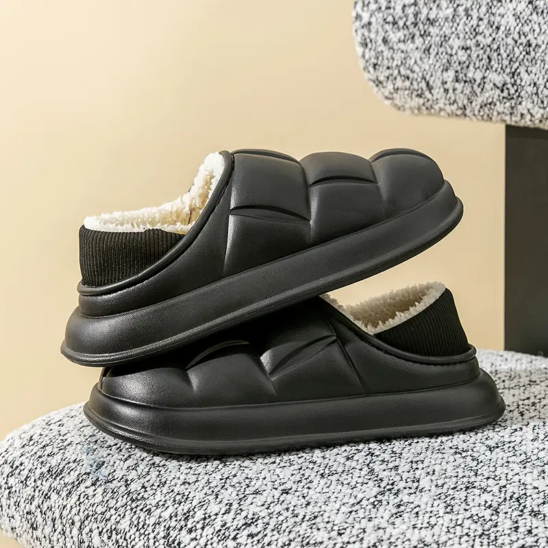 Green Cotton Winter Slippers for Men