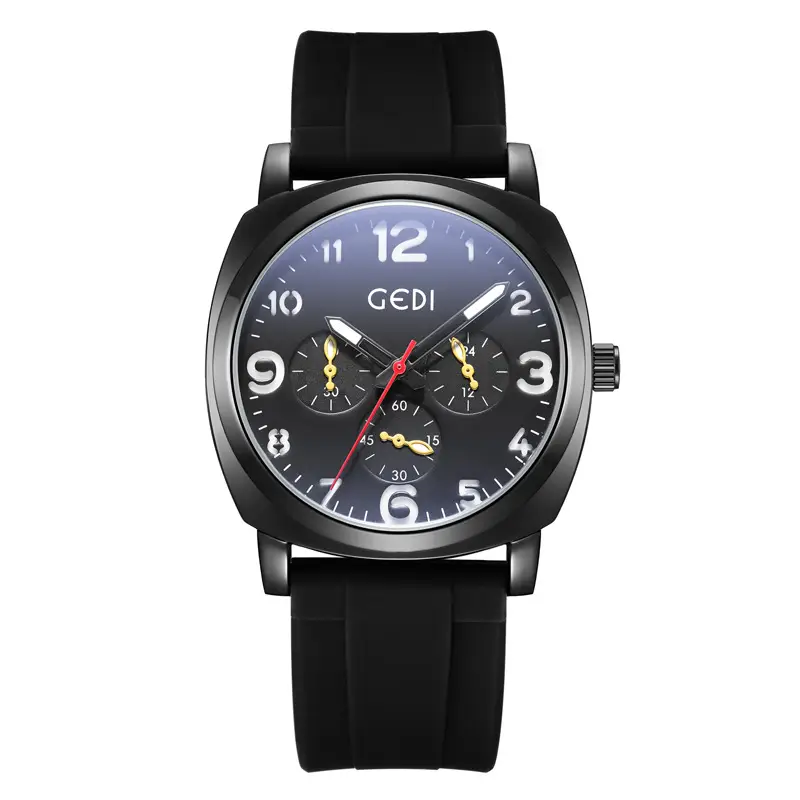 Goldie Men's Black Silicone 3-Eye Watch