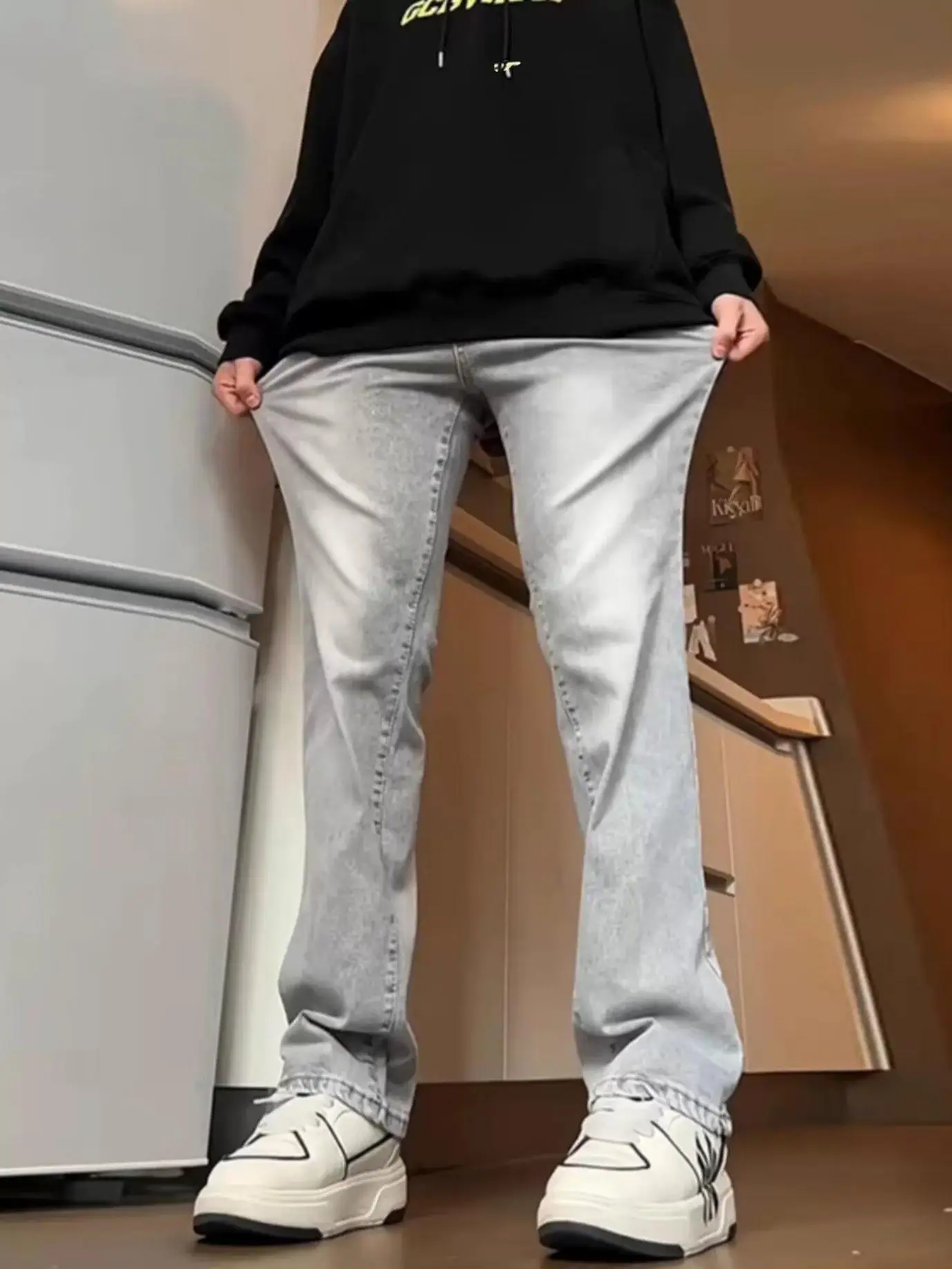 Men's Slim Fit Cement Ash Jeans Spring Autumn Cleanfit - Image 18