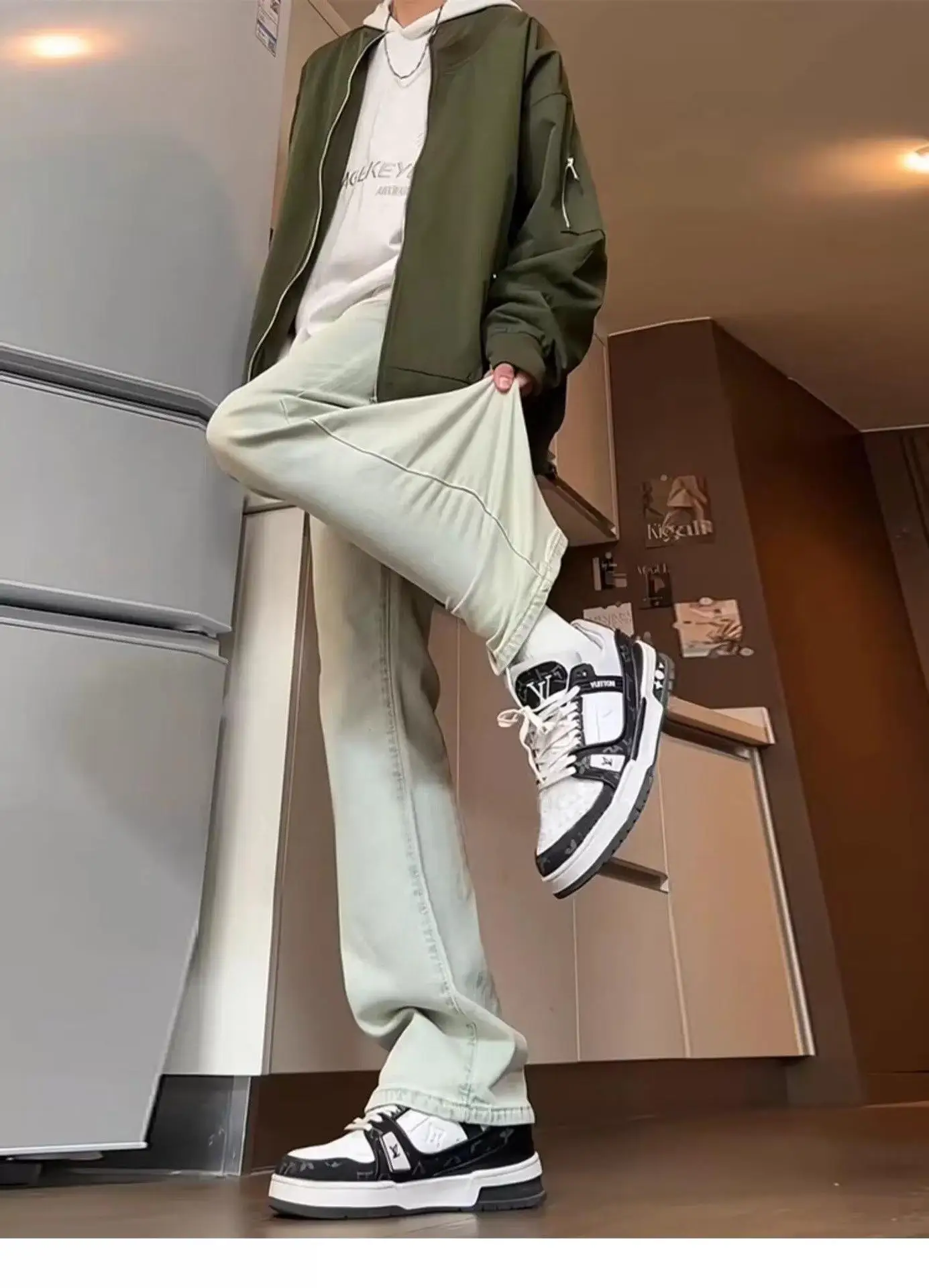 Men's Slim Fit Cement Ash Jeans Spring Autumn Cleanfit — feature 3