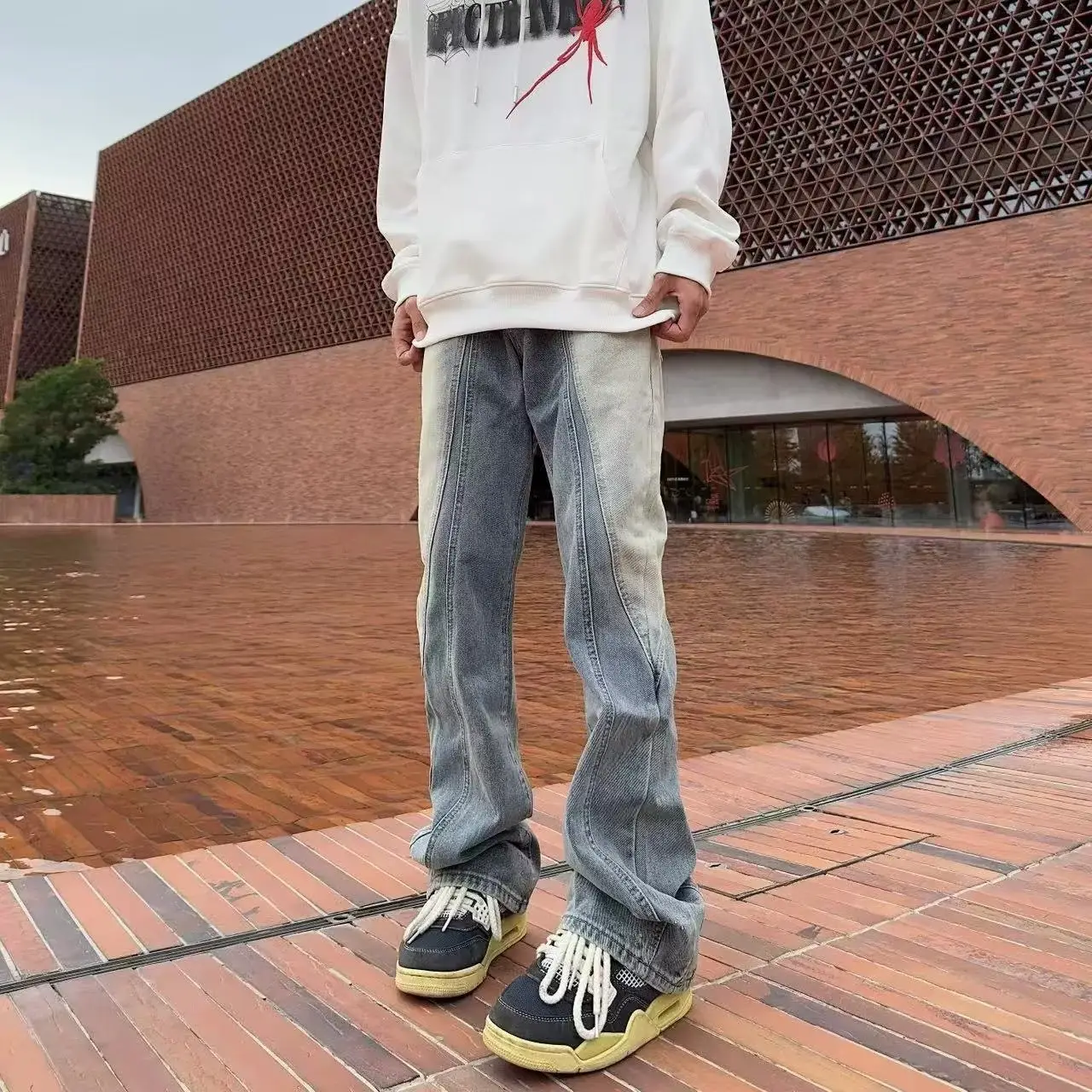 Men's Slim Fit Cement Ash Jeans Spring Autumn Cleanfit - Image 11
