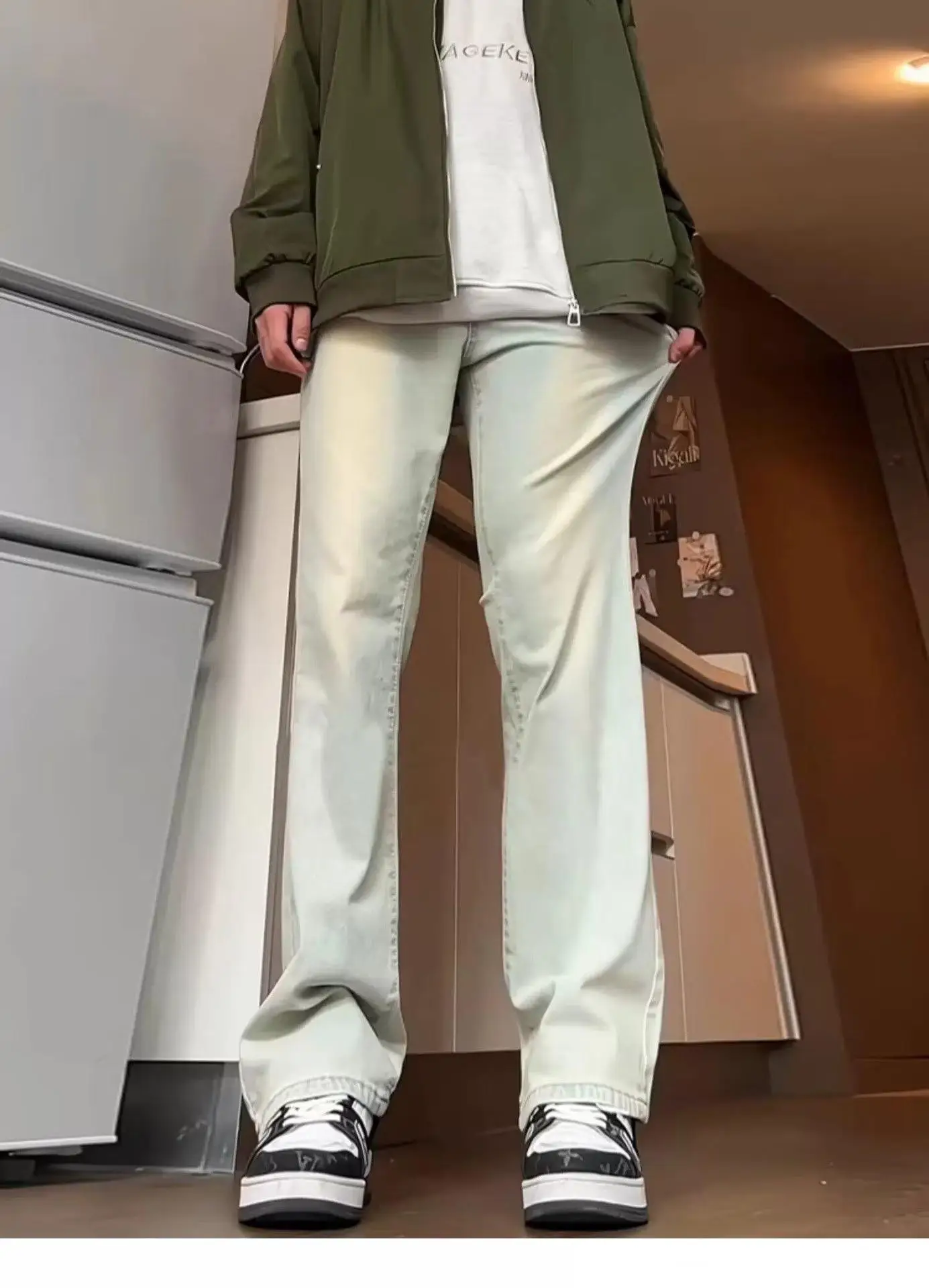 Men's Slim Fit Cement Ash Jeans Spring Autumn Cleanfit - Image 3