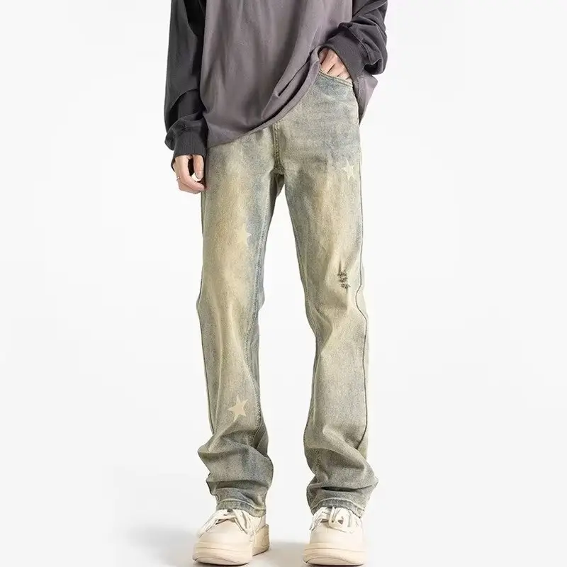 Men's Slim Fit Cement Ash Jeans Spring Autumn Cleanfit - Image 6