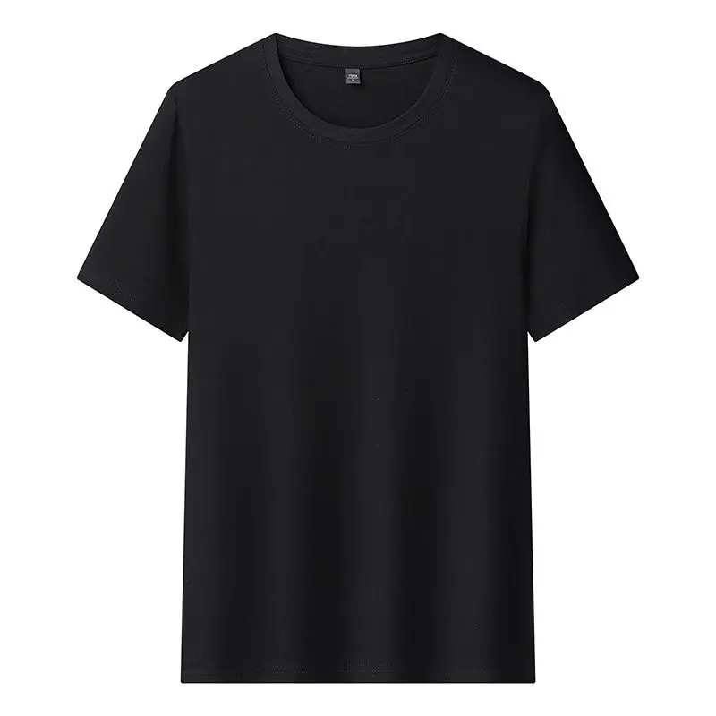 Men Black Cotton T-Shirt Short Sleeve Crewneck - Image 26
