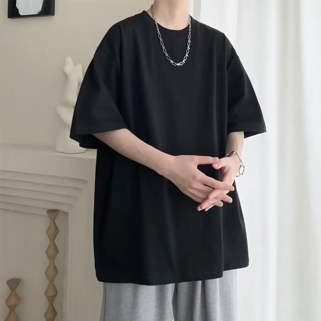 Men Black Cotton T-Shirt Short Sleeve Crewneck — feature 4