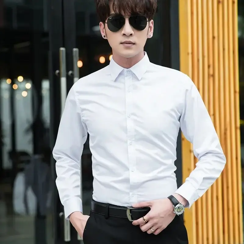 Men's Slim Fit Burgundy Button Down Shirt - Image 3