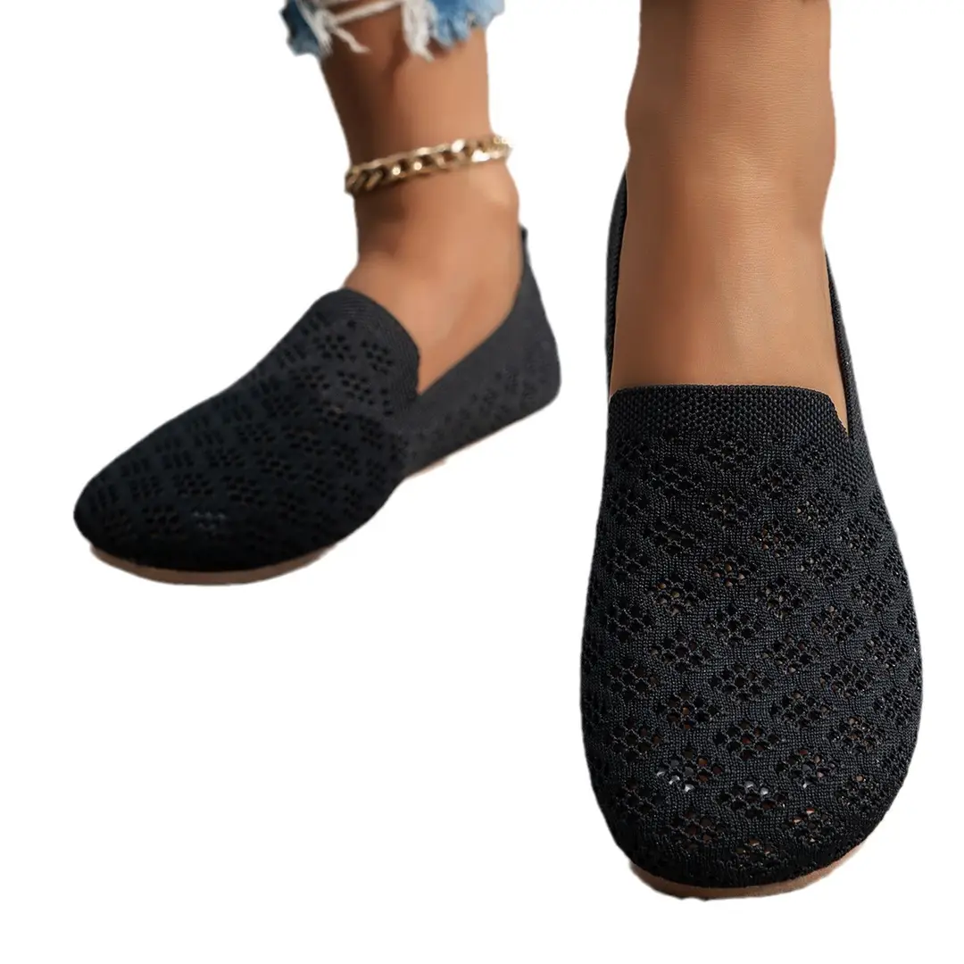 Flat Round-Toe Fly-Knit Women's Shoes 2025 Spring and Autumn Breathable Shallow Casual Versatile Soft-Soled Spring and Autumn Casual Shoes - Image 7