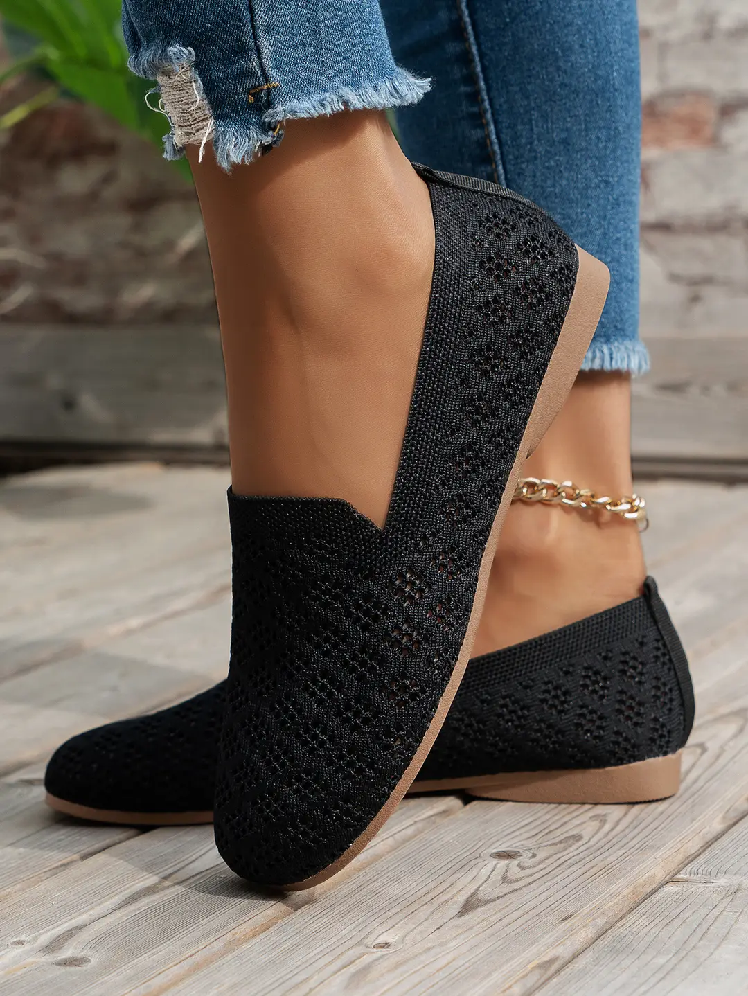 Flat Round-Toe Fly-Knit Women's Shoes 2025 Spring and Autumn Breathable Shallow Casual Versatile Soft-Soled Spring and Autumn Casual Shoes — feature 2