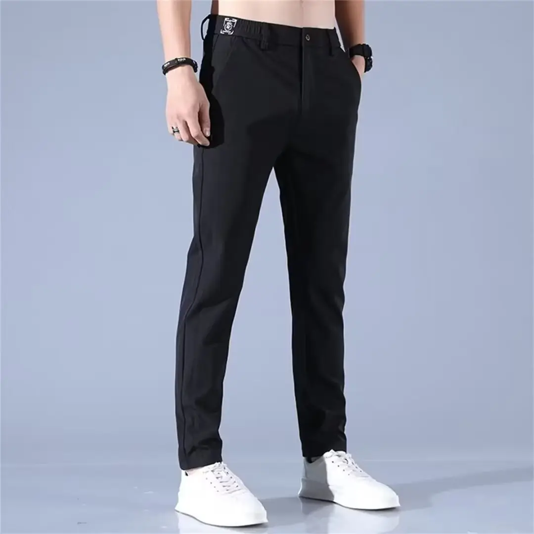 Men Slim Fit Light Grey Business Pants - Image 8