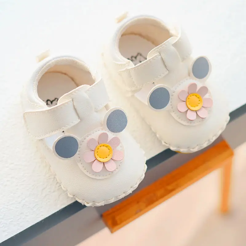 Baby Shoes White Floral Soft Sole 0-1 Year