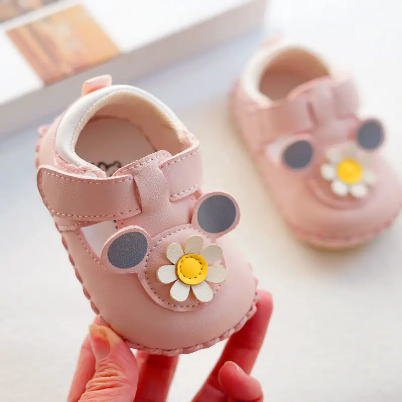 Baby Shoes White Floral Soft Sole 0-1 Year