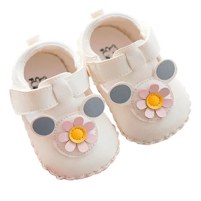 Baby Shoes White Floral Soft Sole 0-1 Year