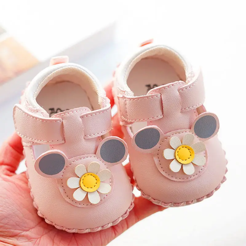 Baby Shoes White Floral Soft Sole 0-1 Year