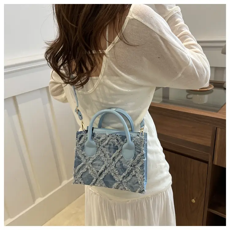 Blue Rhombus Embroidered Shoulder Bag 2024 — feature 28