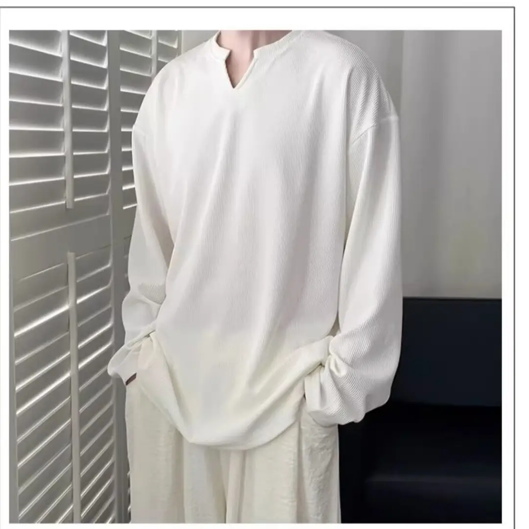 White V-Neck Long Sleeve T-Shirt for Boys 2024 — feature 13