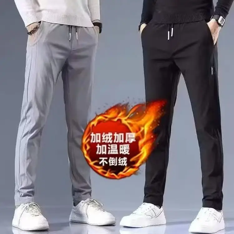 Men Fleece Lined Grey Casual Trousers All Season - Image 14
