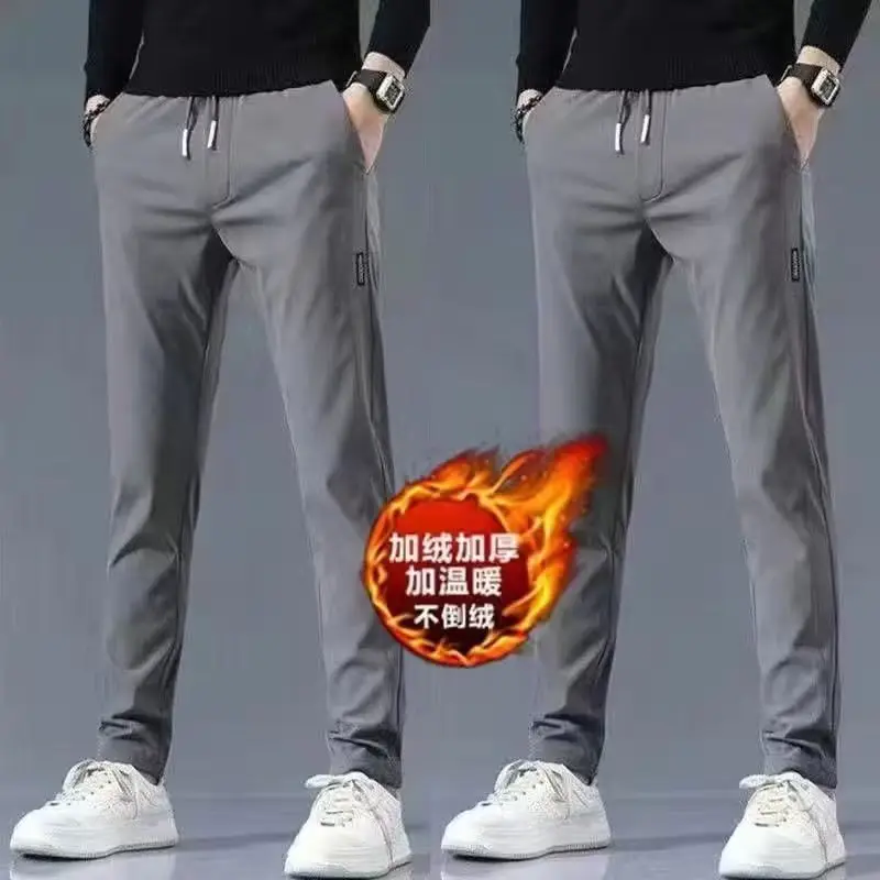 Men Fleece Lined Grey Casual Trousers All Season - Image 11