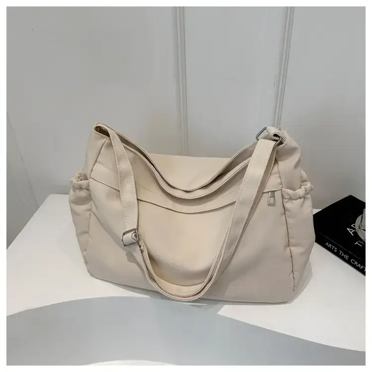 Artistic Western Style Large Capacity Canvas Tote Bag Beige — feature 22
