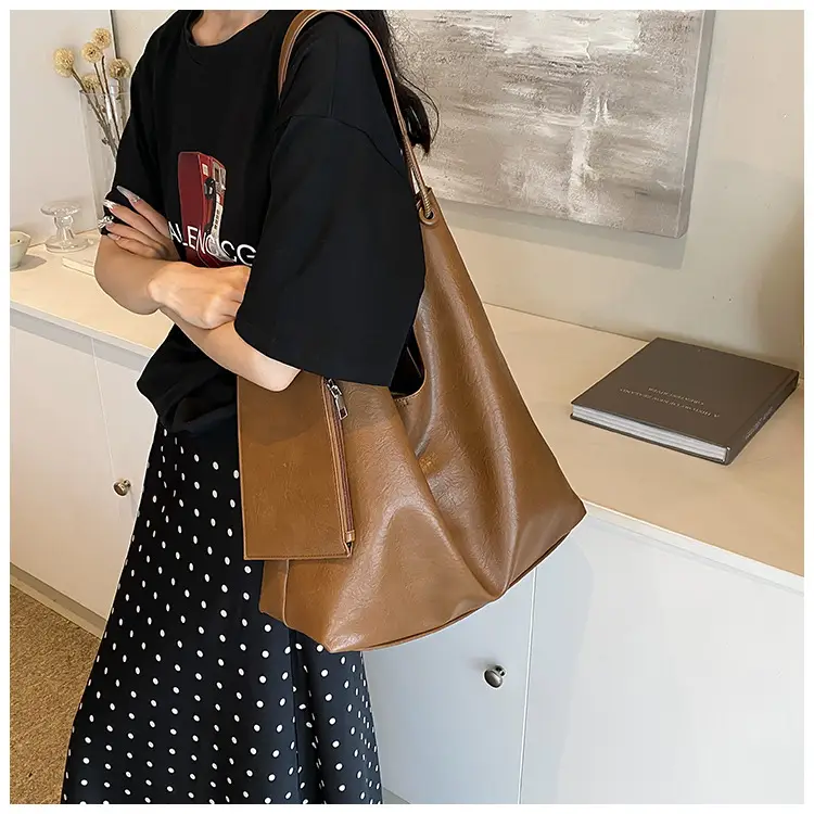 Brown Lazy Style Women's Large Tote Bag — feature 24