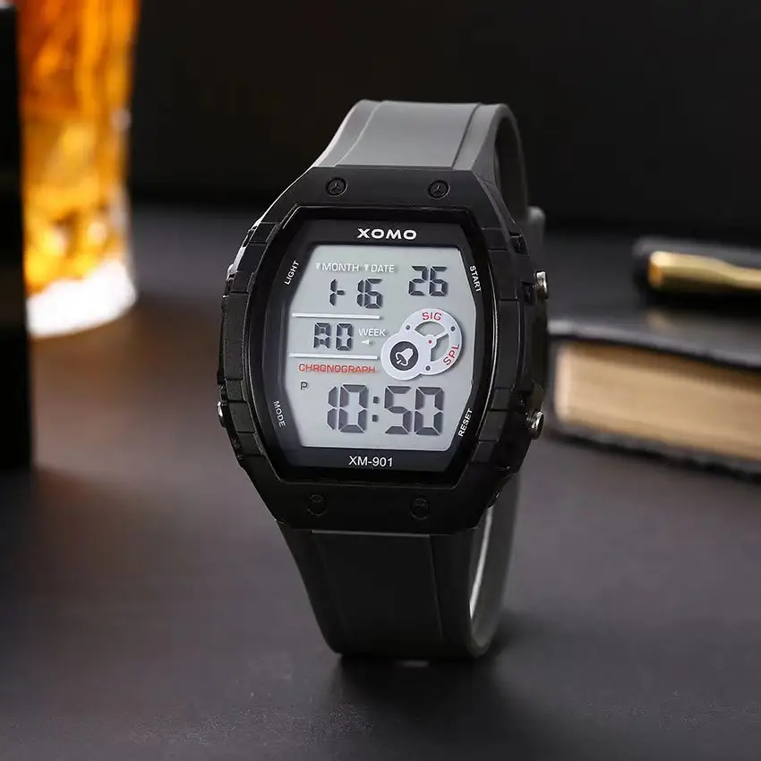 Men's Black Digital Alarm Watch with Matcha Design - Image 2