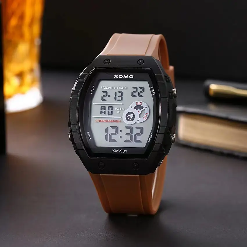 Men's Black Digital Alarm Watch with Matcha Design - Image 3