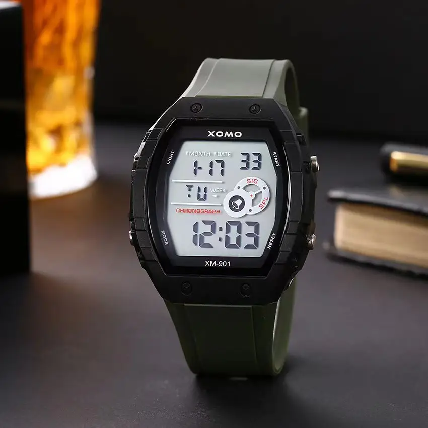 Men's Black Digital Alarm Watch with Matcha Design - Image 6