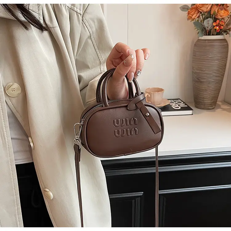 Women's Retro Brown Crossbody Bowling Bag 2024 — feature 12