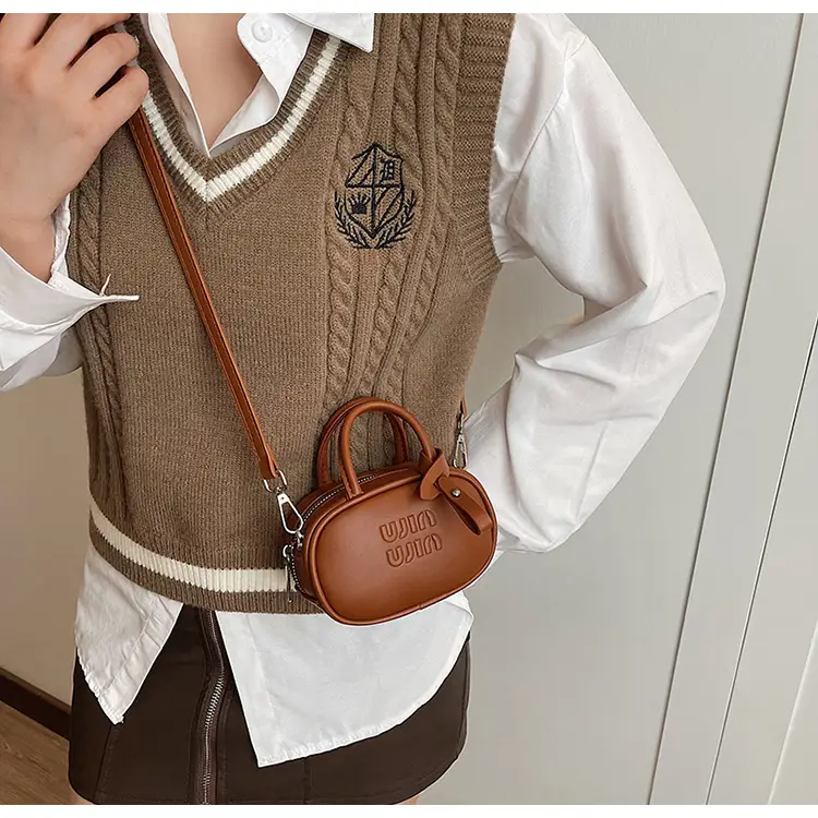 Women's Retro Brown Crossbody Bowling Bag 2024 — feature 24