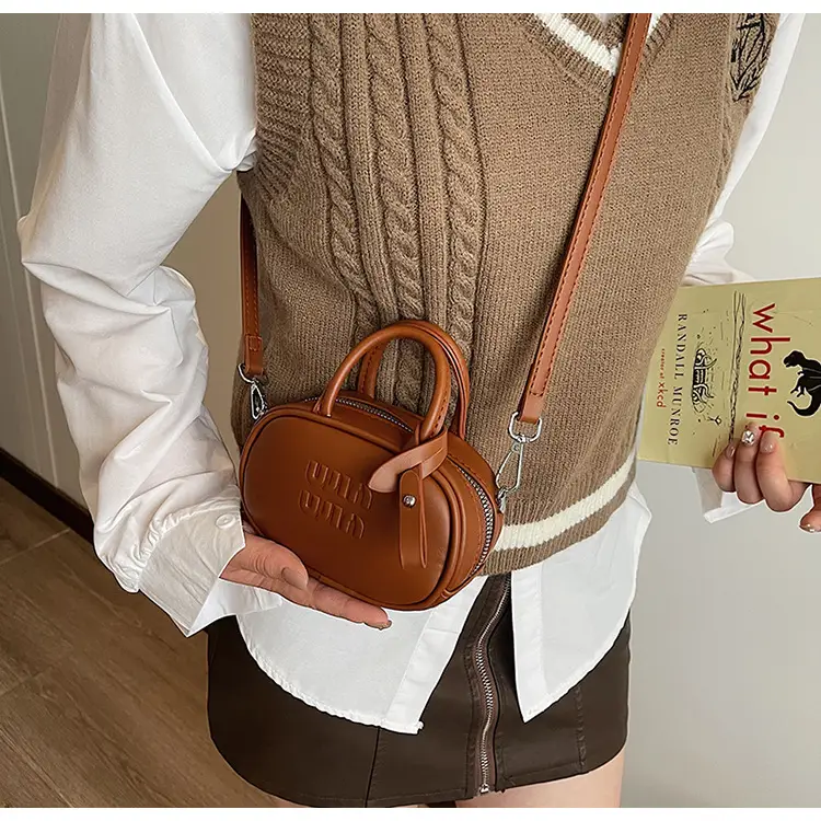Women's Retro Brown Crossbody Bowling Bag 2024 — feature 26