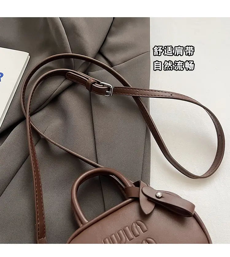 Women's Retro Brown Crossbody Bowling Bag 2024 — feature 3