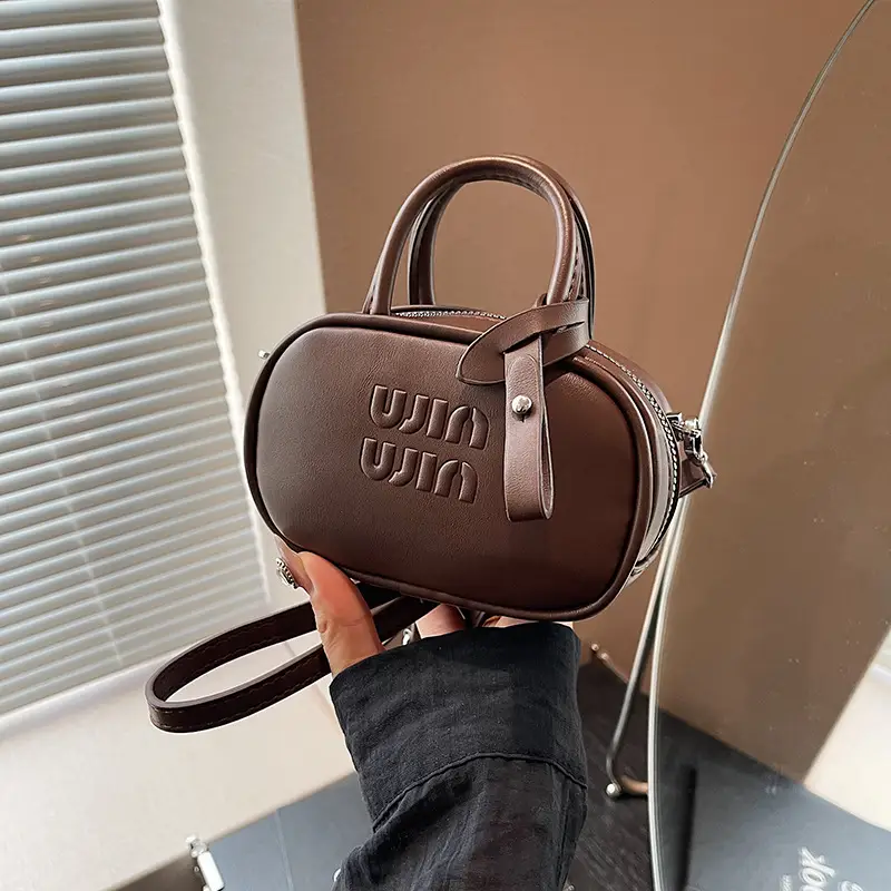 Women's Retro Brown Crossbody Bowling Bag 2024 - Image 2