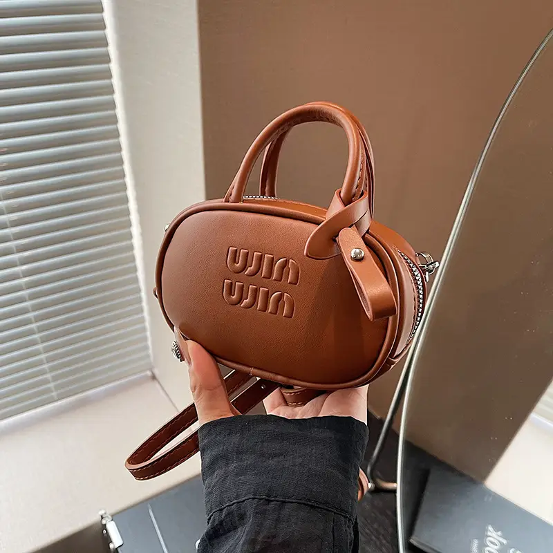 Women's Retro Brown Crossbody Bowling Bag 2024 - Image 3