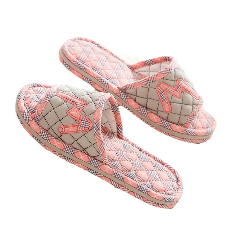 Cross-border Cotton Fabric Mute Three-layer Thickened Cloth Bottom Home Slippers Spring and Autumn Indoor Household Floor Machine Washable Slippers