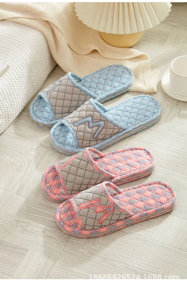 Cross-border Cotton Fabric Mute Three-layer Thickened Cloth Bottom Home Slippers Spring and Autumn Indoor Household Floor Machine Washable Slippers — feature 14