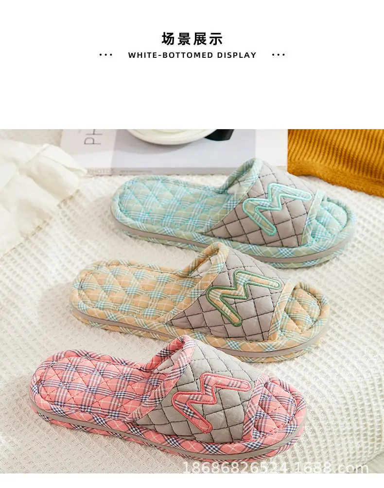 Cross-border Cotton Fabric Mute Three-layer Thickened Cloth Bottom Home Slippers Spring and Autumn Indoor Household Floor Machine Washable Slippers — feature 17
