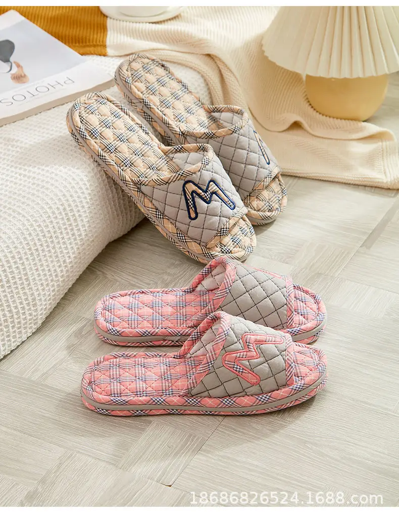 Cross-border Cotton Fabric Mute Three-layer Thickened Cloth Bottom Home Slippers Spring and Autumn Indoor Household Floor Machine Washable Slippers — feature 18