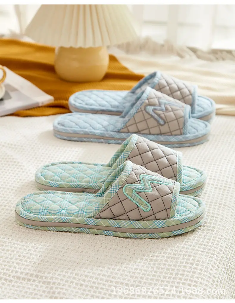 Cross-border Cotton Fabric Mute Three-layer Thickened Cloth Bottom Home Slippers Spring and Autumn Indoor Household Floor Machine Washable Slippers — feature 19