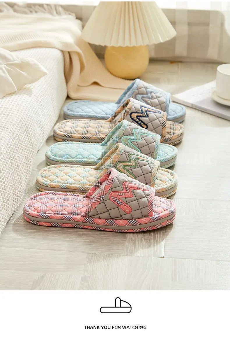 Cross-border Cotton Fabric Mute Three-layer Thickened Cloth Bottom Home Slippers Spring and Autumn Indoor Household Floor Machine Washable Slippers — feature 22