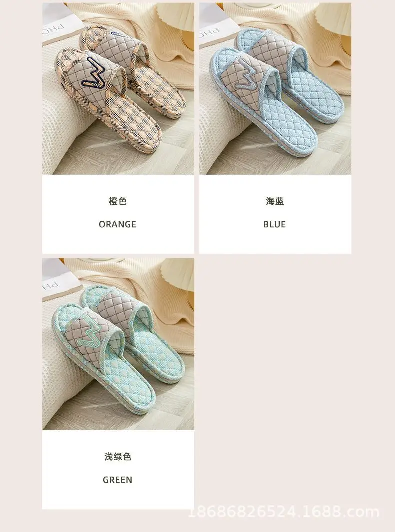 Cross-border Cotton Fabric Mute Three-layer Thickened Cloth Bottom Home Slippers Spring and Autumn Indoor Household Floor Machine Washable Slippers — feature 3