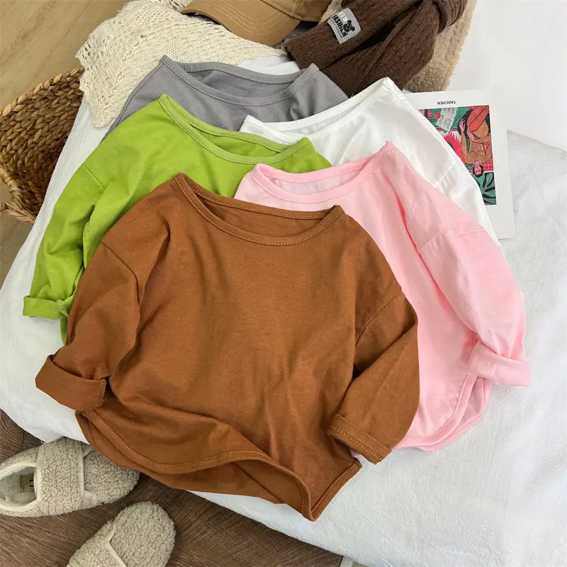 Girls Long Sleeve Cotton T-Shirt Brown - Image 6