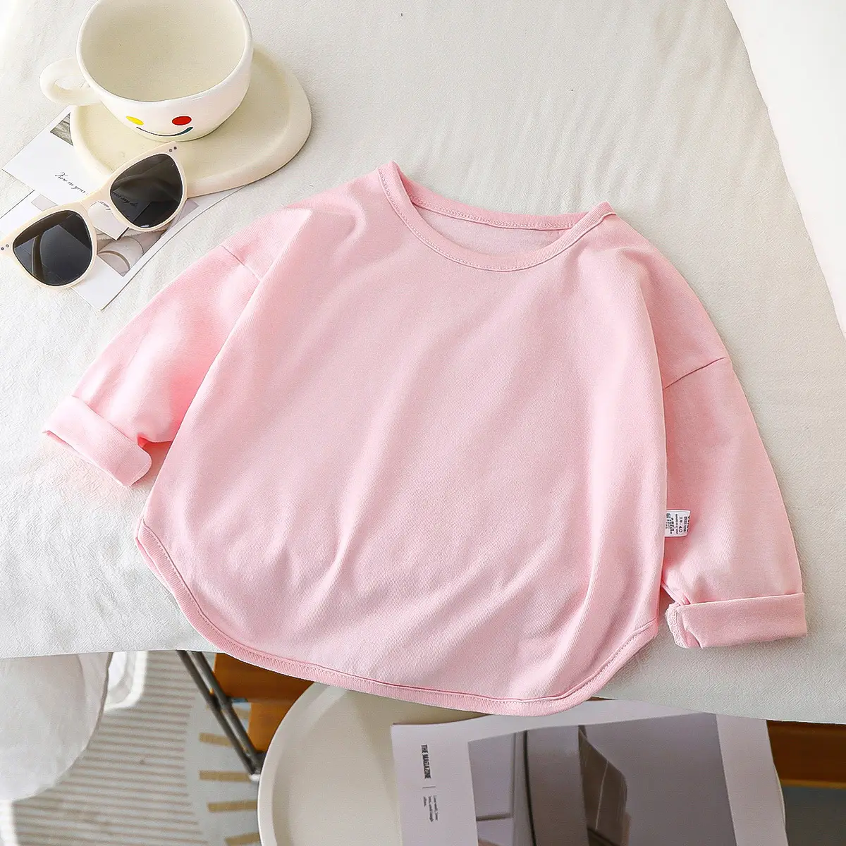 Girls Long Sleeve Cotton T-Shirt Brown - Image 5