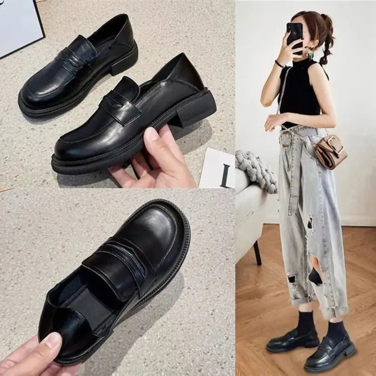 2025 Spring New Soft Leather Small Leather Shoes Women's Work Soft Soled Shoes British Style Loafers Women's Easiest for Match Shoes Women - Image 3