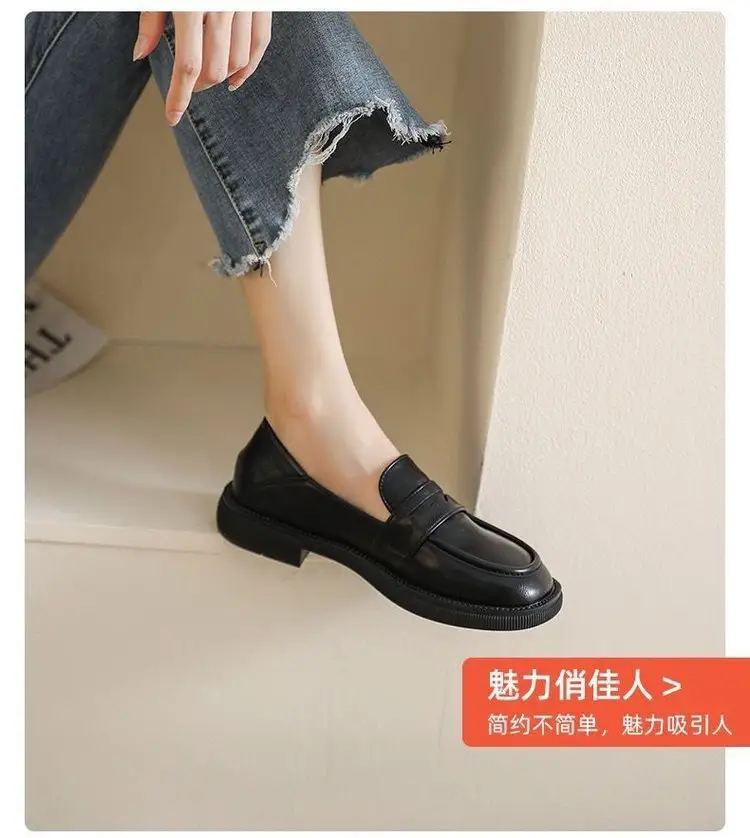 2025 Spring New Soft Leather Small Leather Shoes Women's Work Soft Soled Shoes British Style Loafers Women's Easiest for Match Shoes Women — feature 1