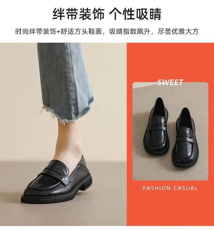 2025 Spring New Soft Leather Small Leather Shoes Women's Work Soft Soled Shoes British Style Loafers Women's Easiest for Match Shoes Women — feature 2